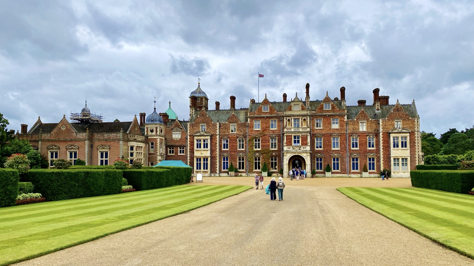 The east front of Sandringham House in Norfolk, with the long gravel approach the half marathon route passes along
